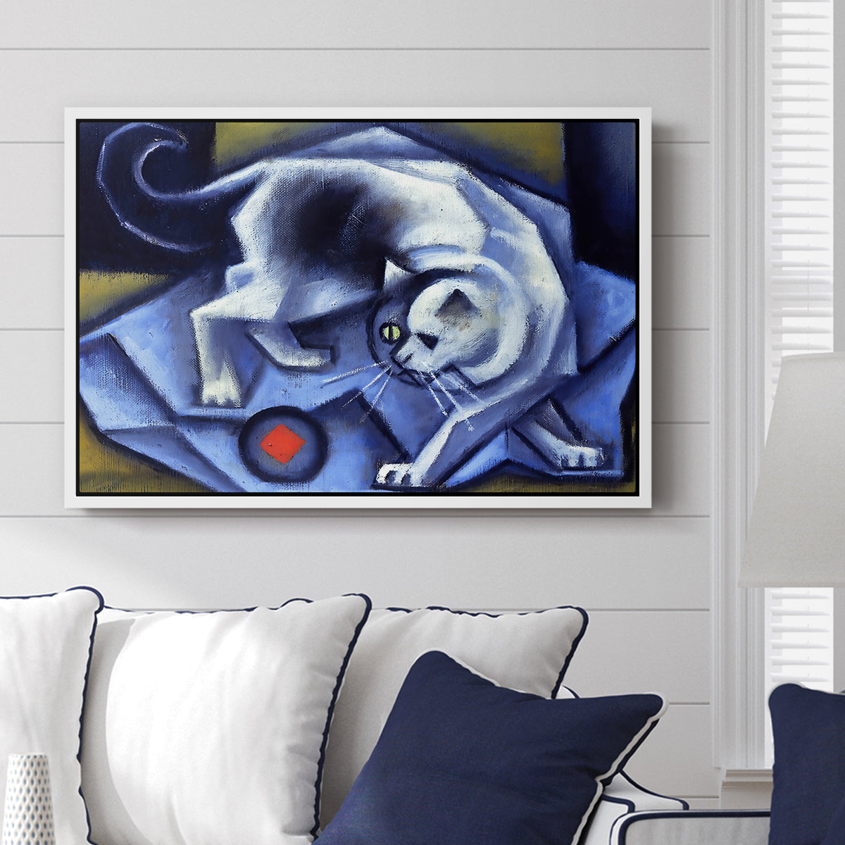 Cat Playing with a Ball, 1945-1950 - Floater Framed Canvas Print