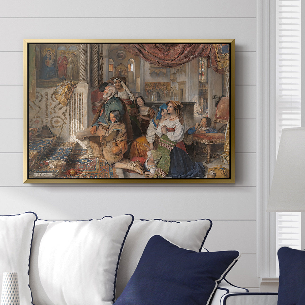 Roman Pilgrims, 1854 - Floater Framed Canvas Print