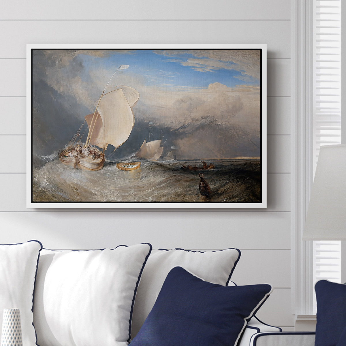 Fishing Boats with Hucksters Bargaining for Fish, 1837-1838 - Floater Framed Canvas Print