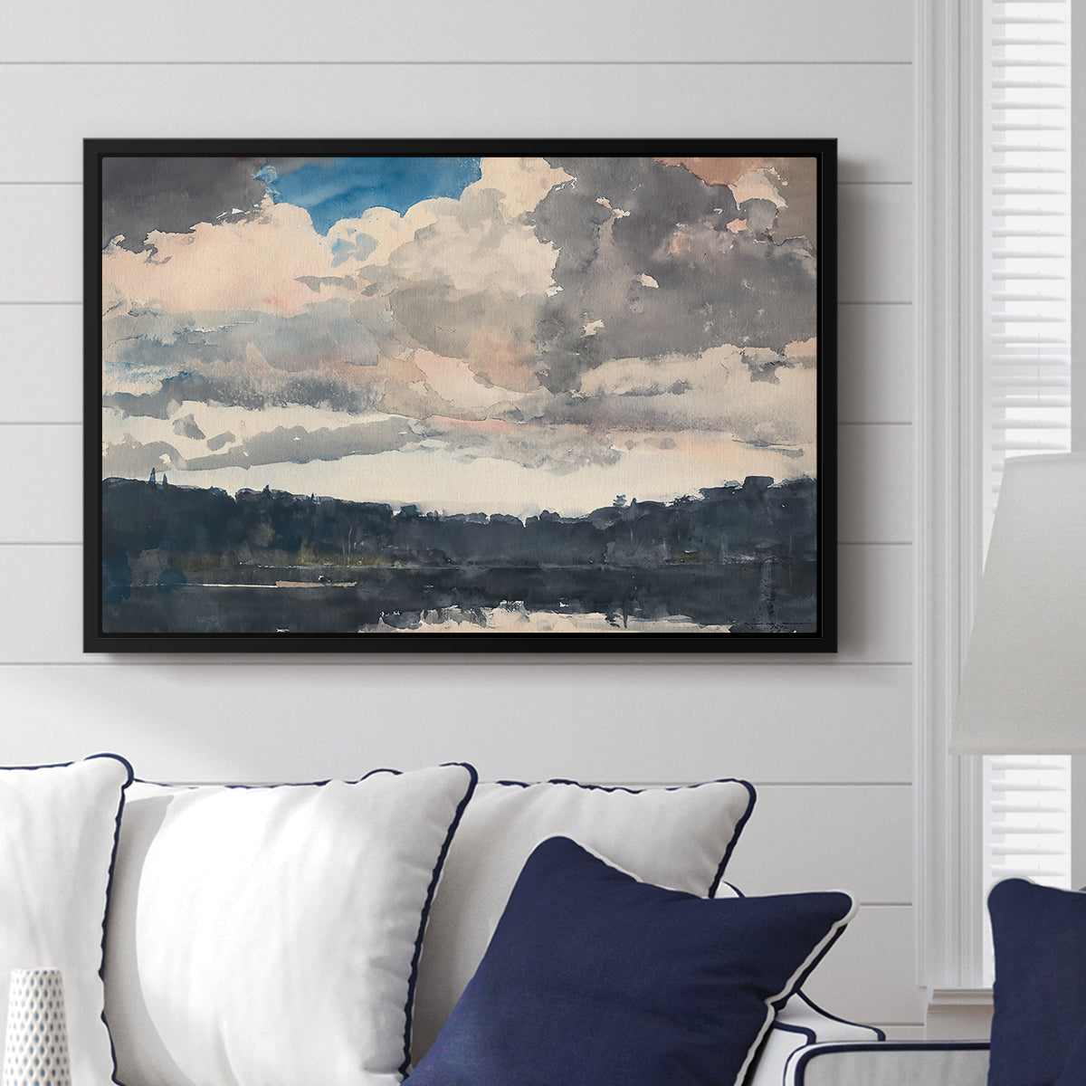 The Lone Boat, North Woods Club, Adirondacks, 1892 - Floater Framed Canvas Print