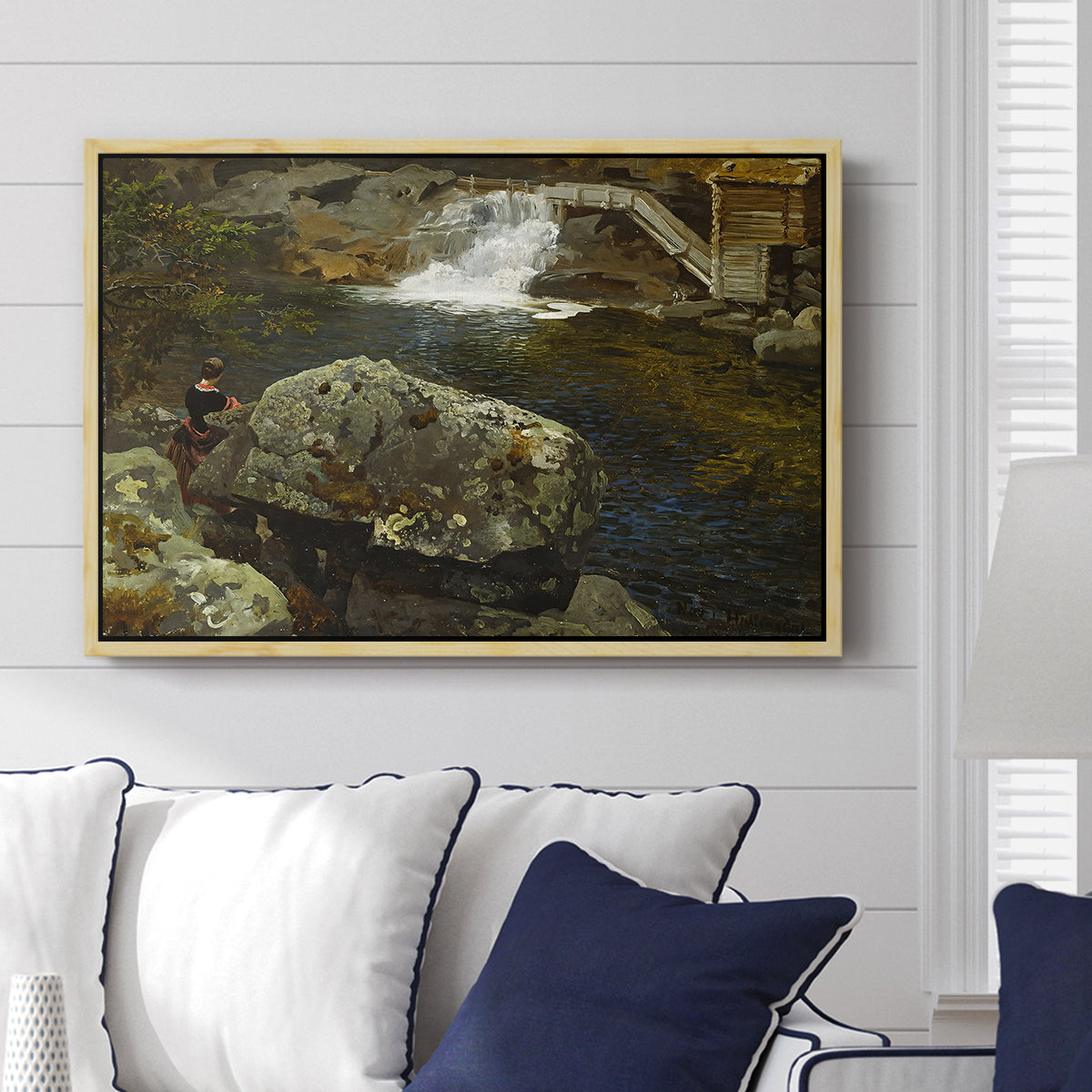 By the Mill Pond (En Mølledam), 1850 - Floater Framed Canvas Print