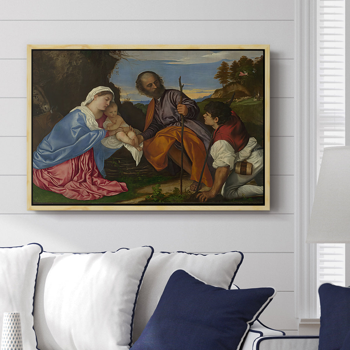 The Holy Family with a Shepherd, c. 1510 - Floater Framed Canvas Print