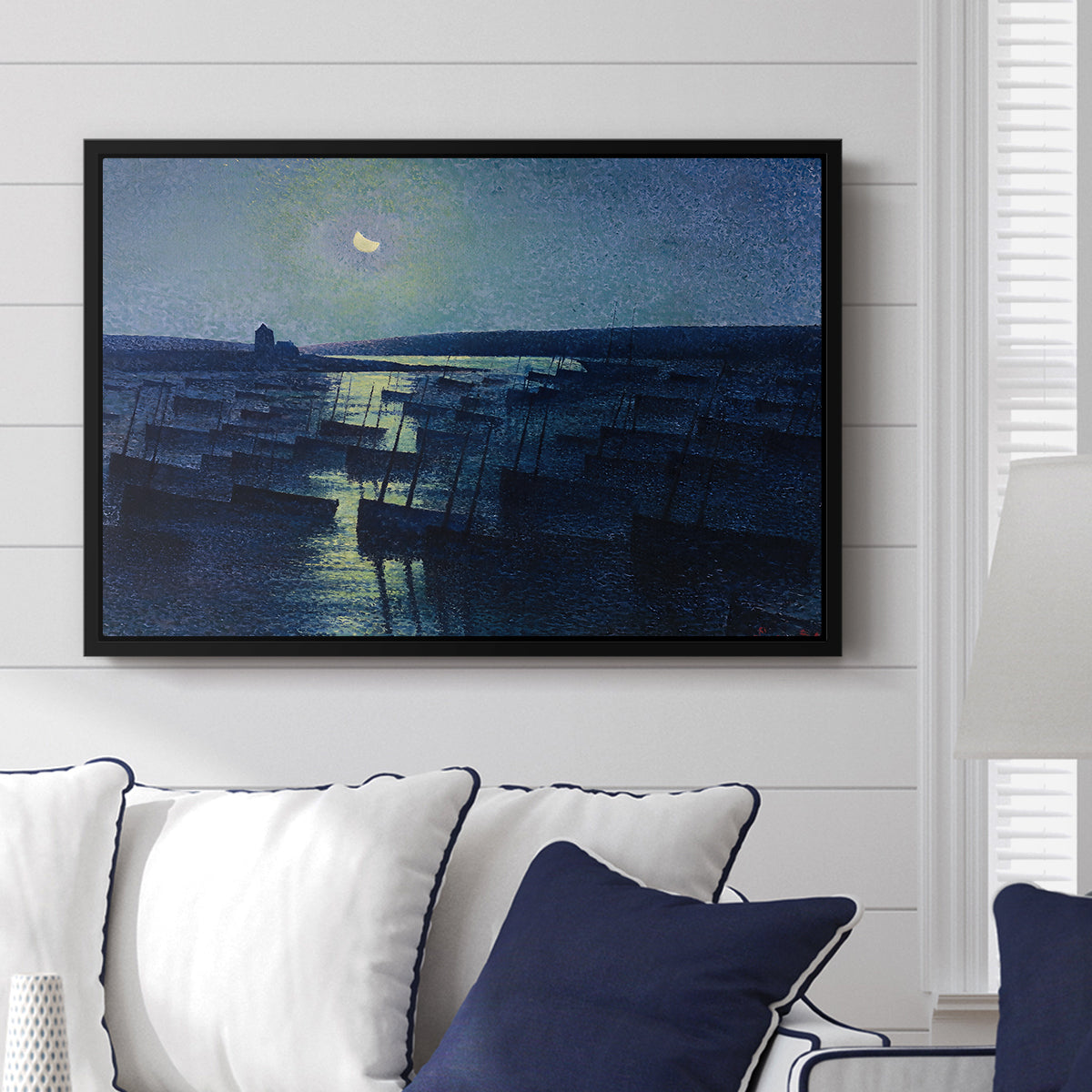 Camaret, Moonlight and Fishing Boats, 1894 - Floater Framed Canvas Print