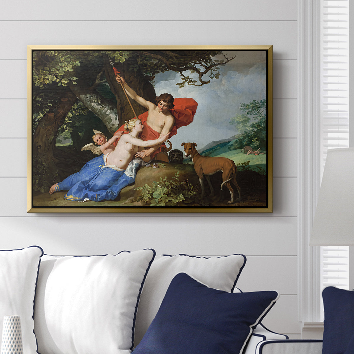 Venus and Adonis, 1632 - Floater Framed Canvas Print