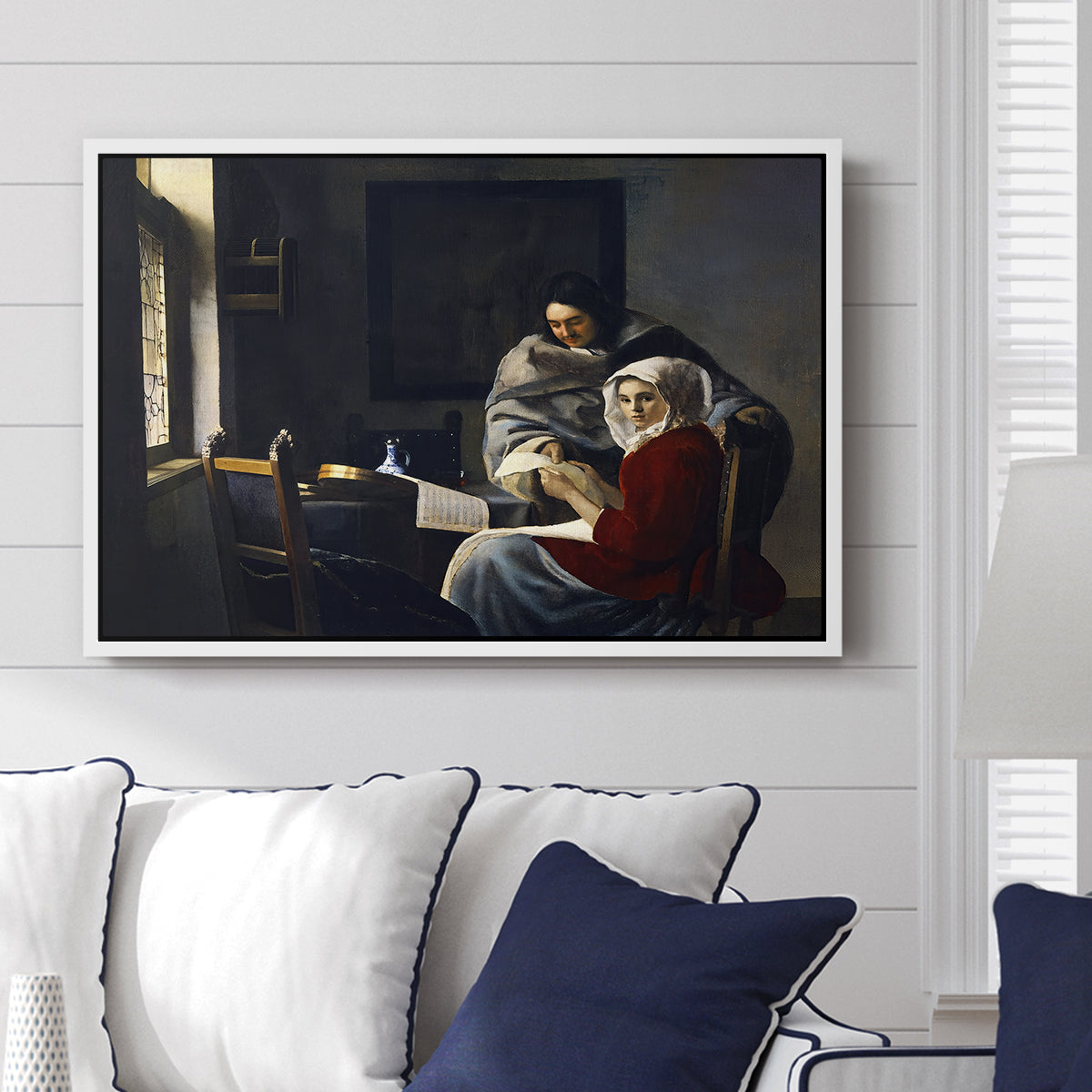 Girl Interrupted at Her Music, c. 1658-1659 - Floater Framed Canvas Print