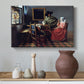 Canvas art print featuring a Baroque interior with social interaction, styled above a decorative console