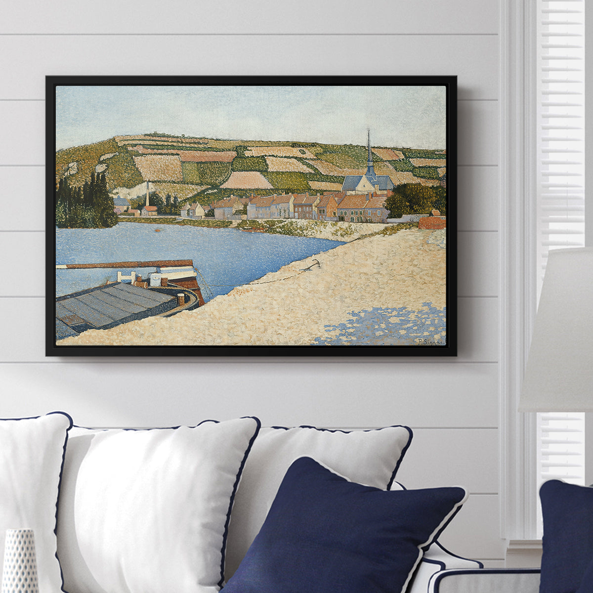The Riverbank, Les Andelys, 1886 - Floater Framed Canvas Print