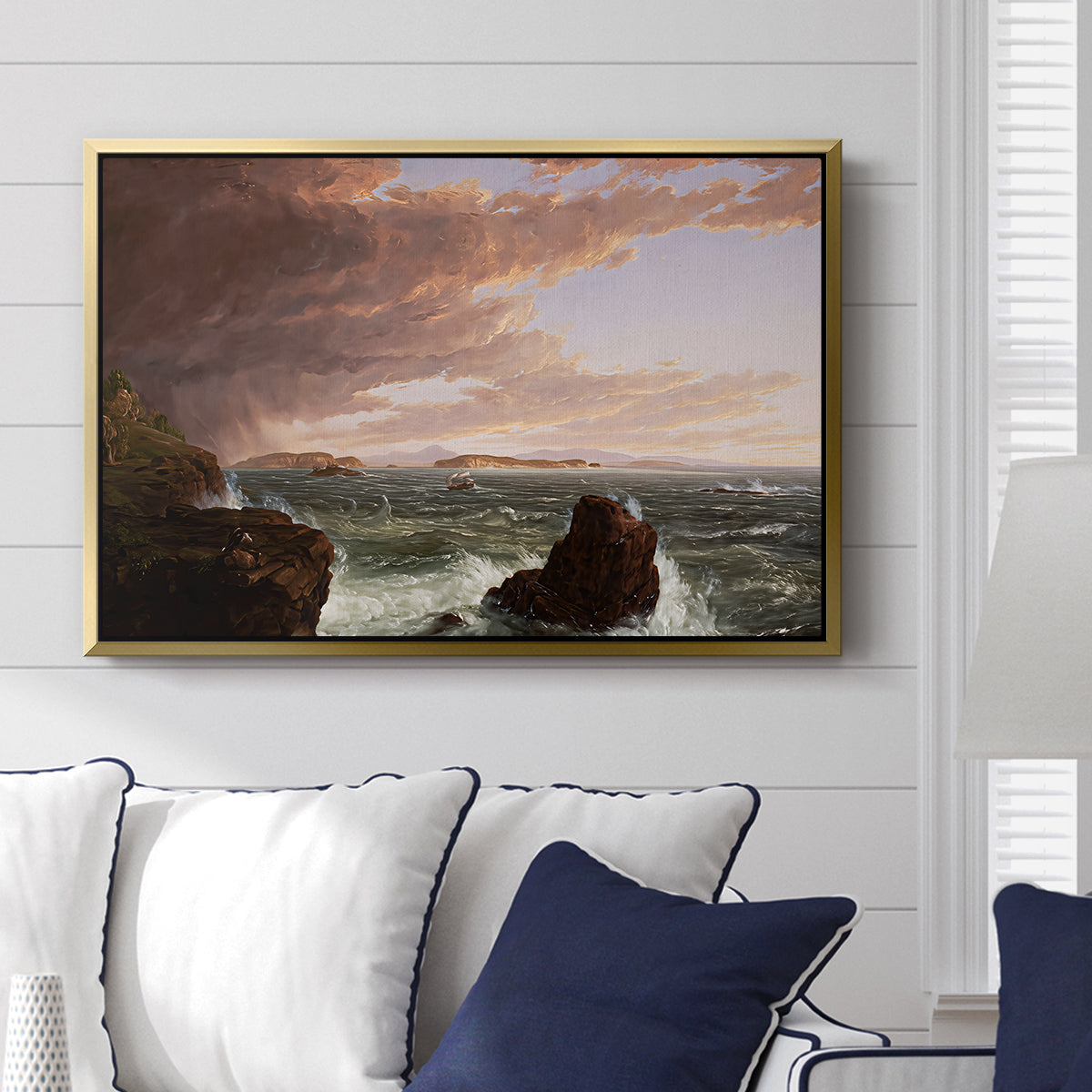 Views Across Frenchman's Bay from Mt. Desert Island, After a Squall, 1845 - Floater Framed Canvas Print