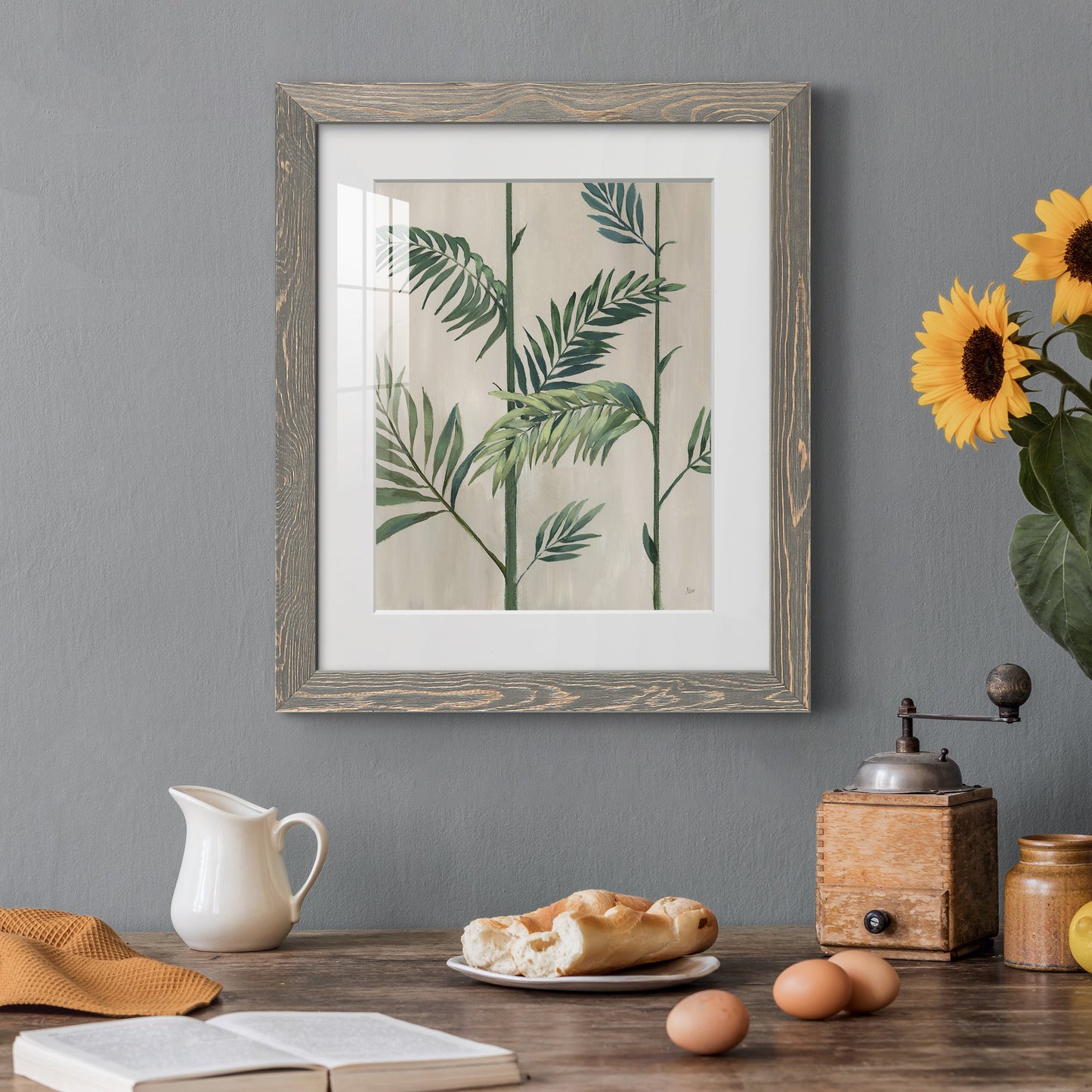 Modern Fronds II - Premium Framed Print - Distressed Barnwood Frame - Ready to Hang