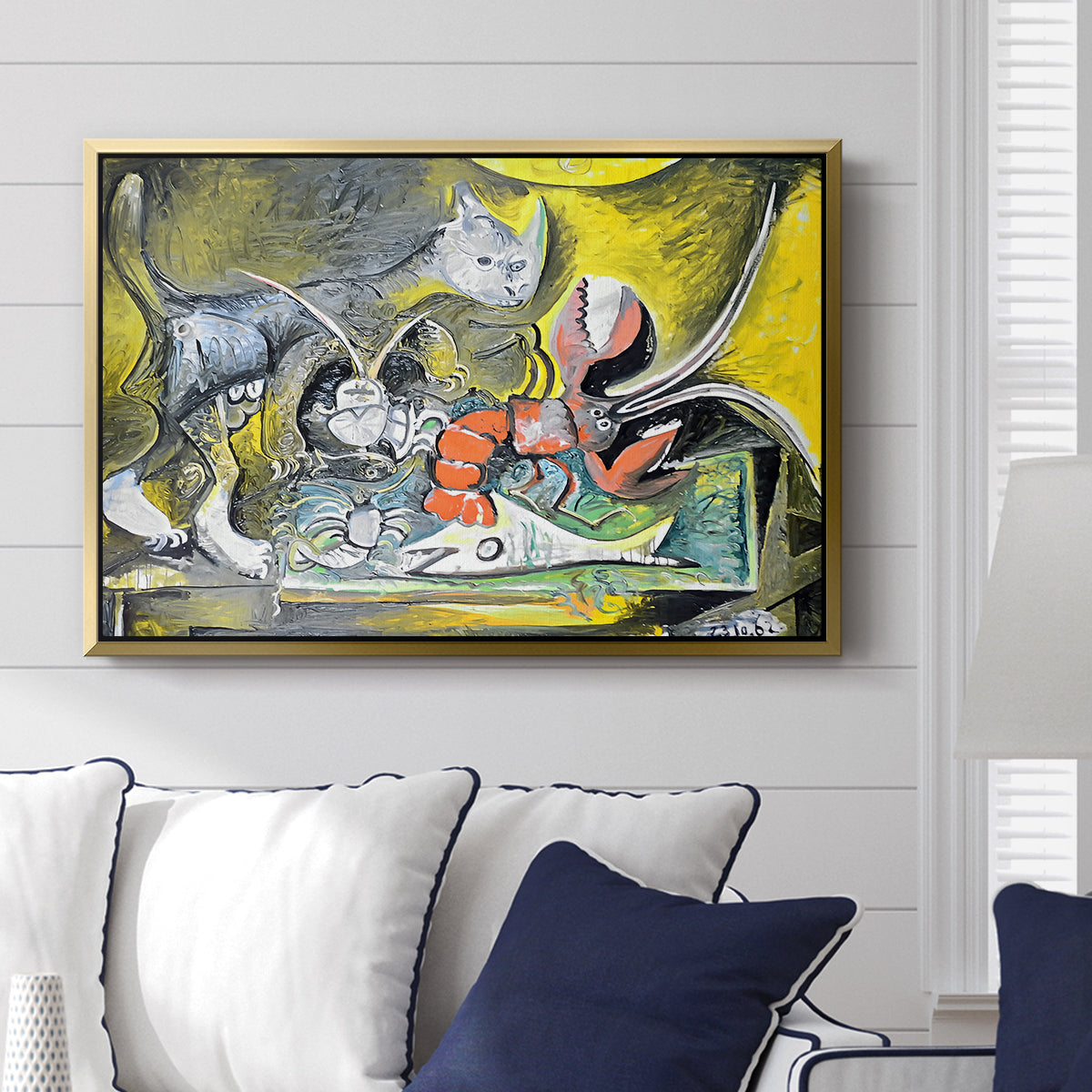 Still Life with Cat and Lobster, 1962 - Floater Framed Canvas Print
