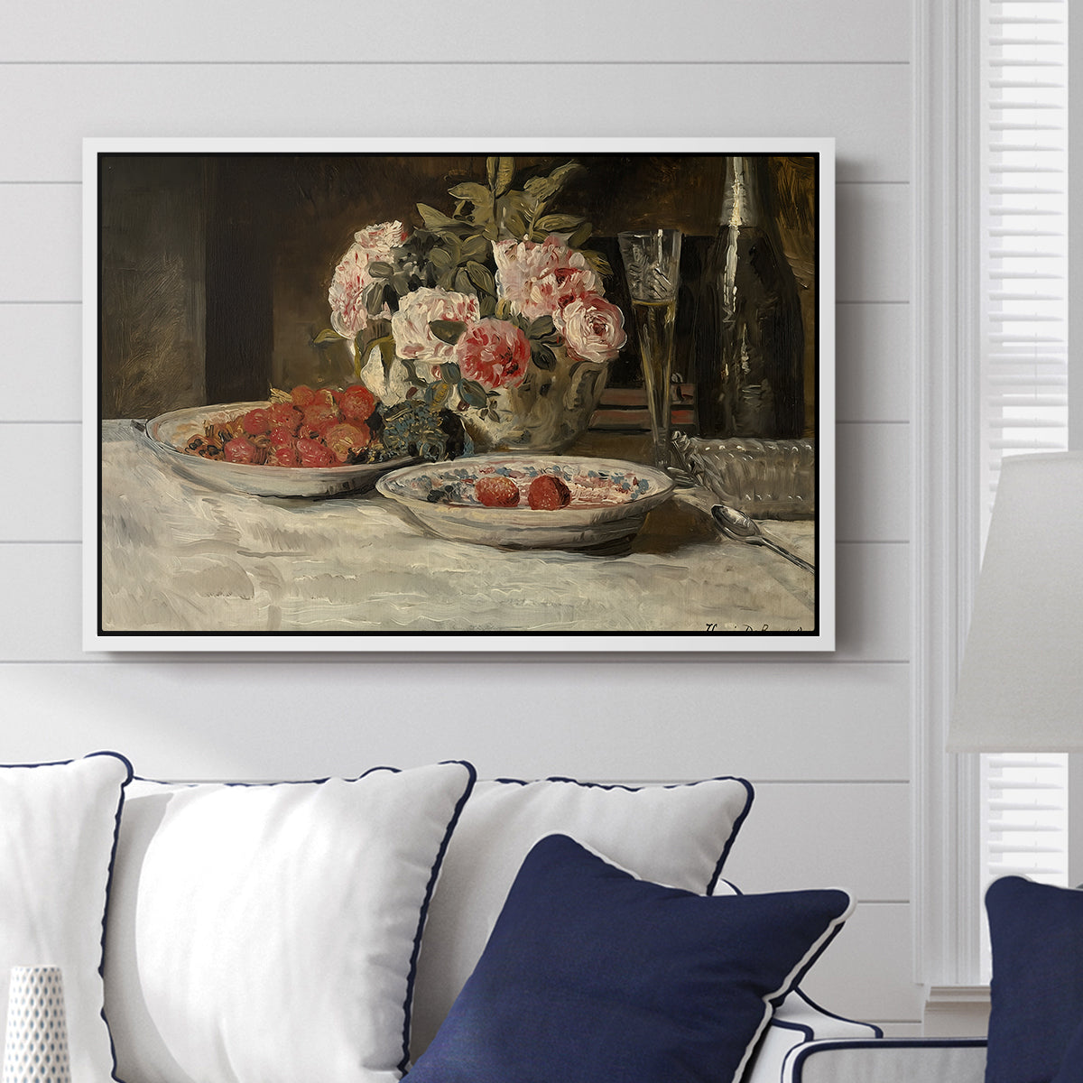 Strawberries and Champagne, c. 1881-1885 - Floater Framed Canvas Print