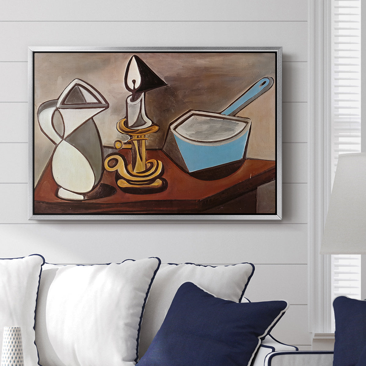 Jug, Candle, and Enamel Pan, 1950 - Floater Framed Canvas Print