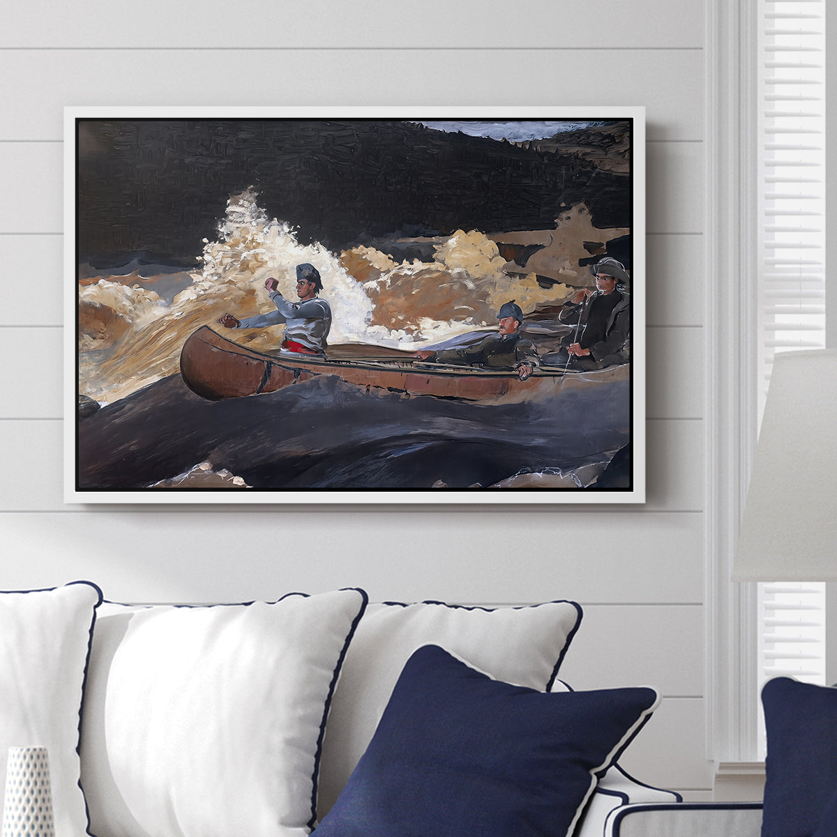 Shooting the Rapids, Saguenay River, 1905-1910 - Floater Framed Canvas Print