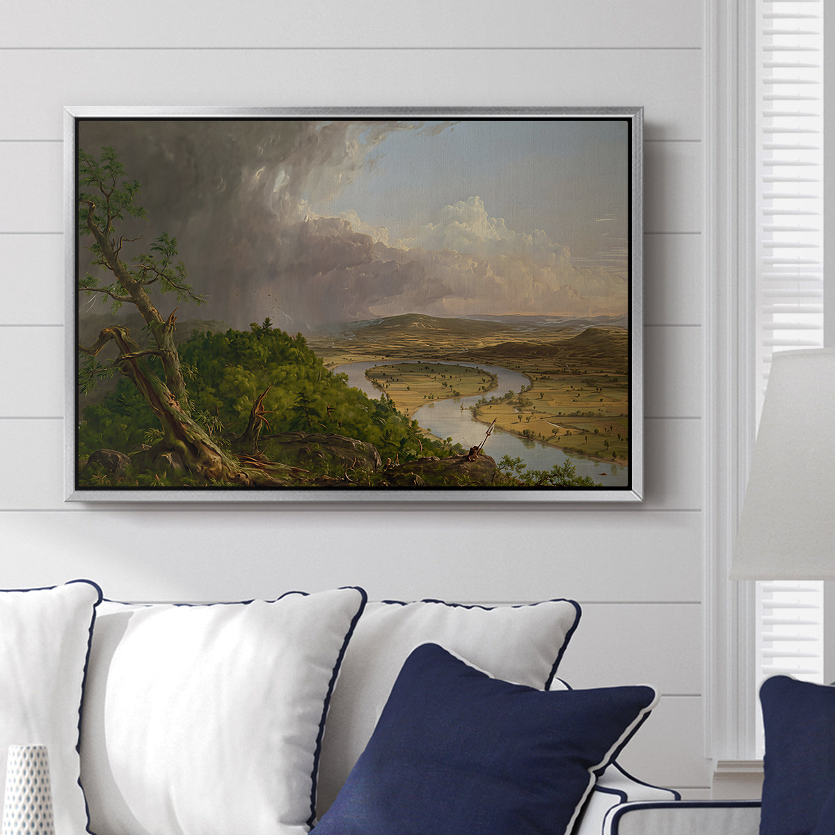 View from Mount Holyoke, Northampton, Massachusetts, after a Thunderstorm (Oxbow), 1836 - Floater Framed Canvas Print