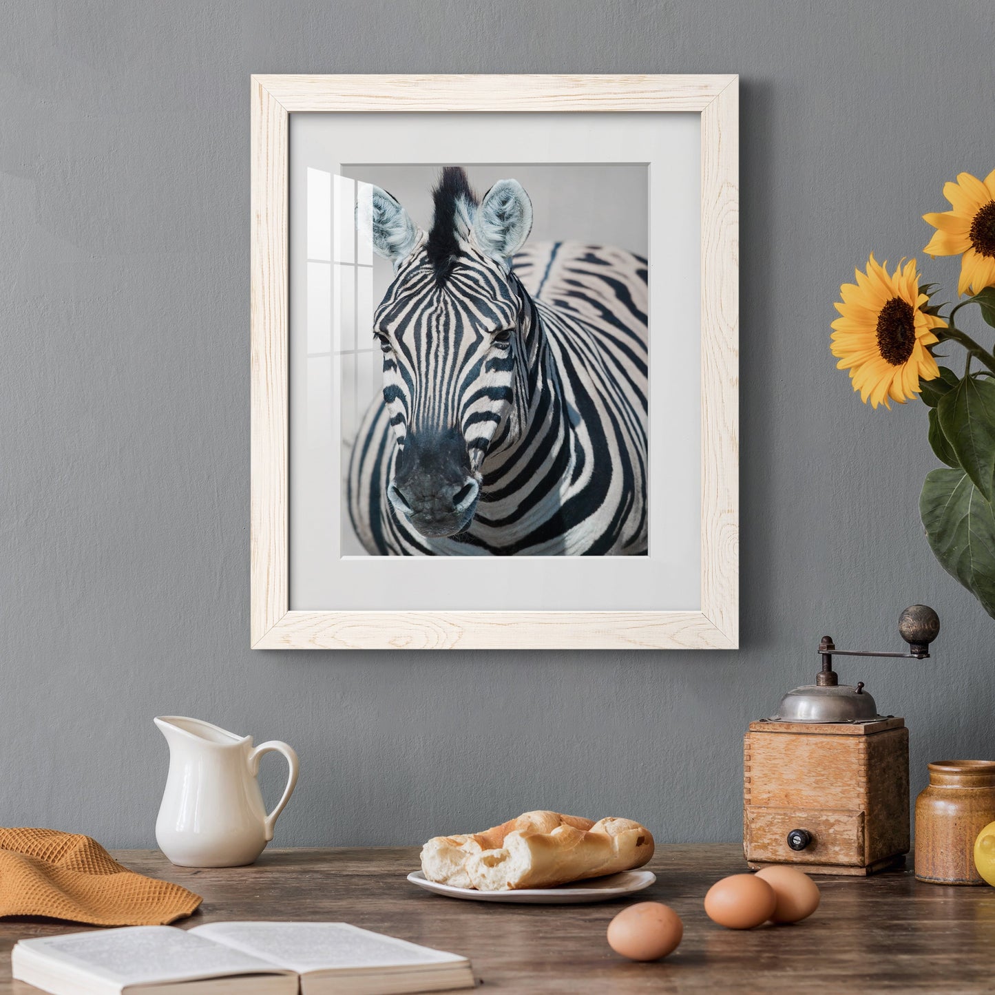 Namibia Zebra - Premium Framed Print - Distressed Barnwood Frame - Ready to Hang