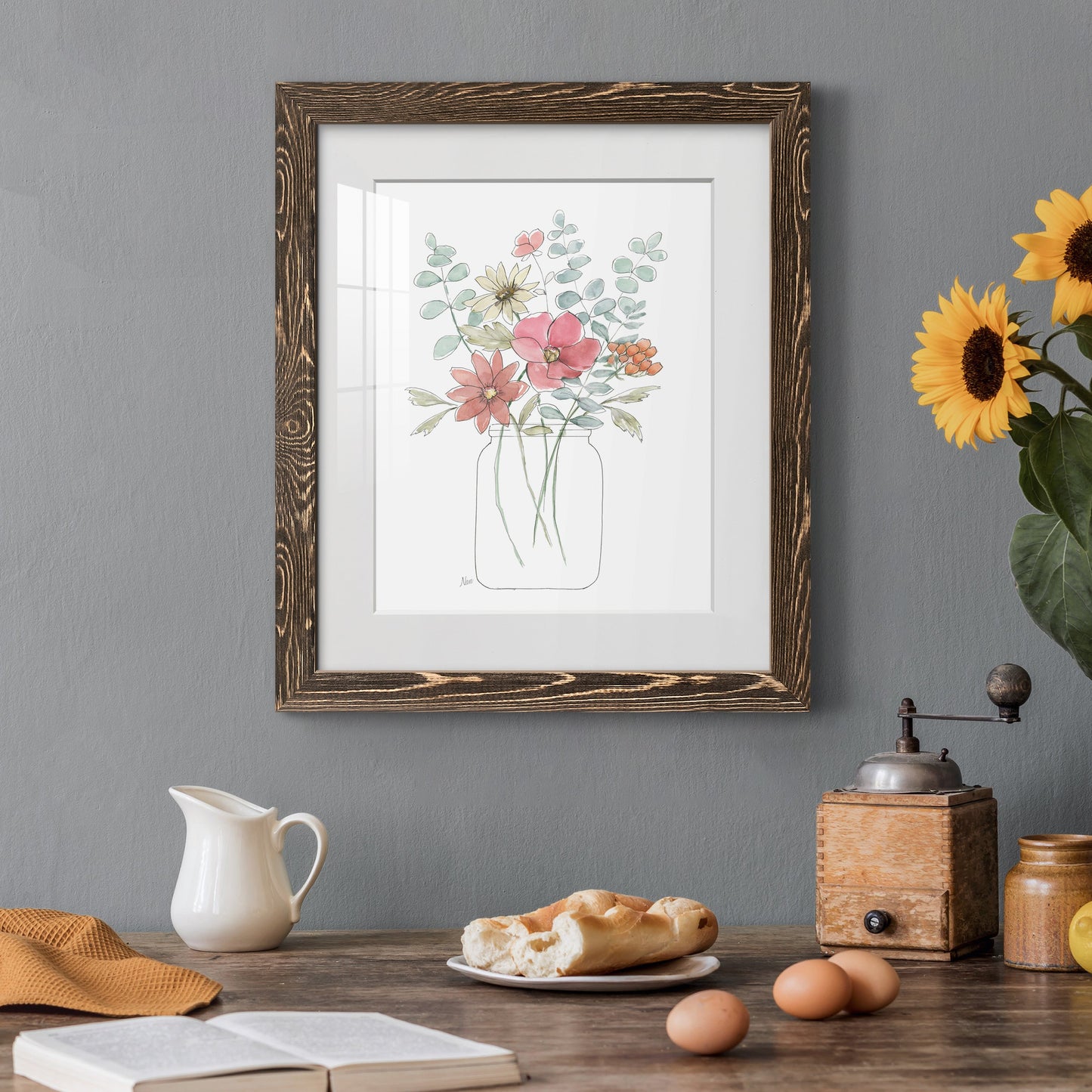 Whimsical Wildflowers II - Premium Framed Print - Distressed Barnwood Frame - Ready to Hang