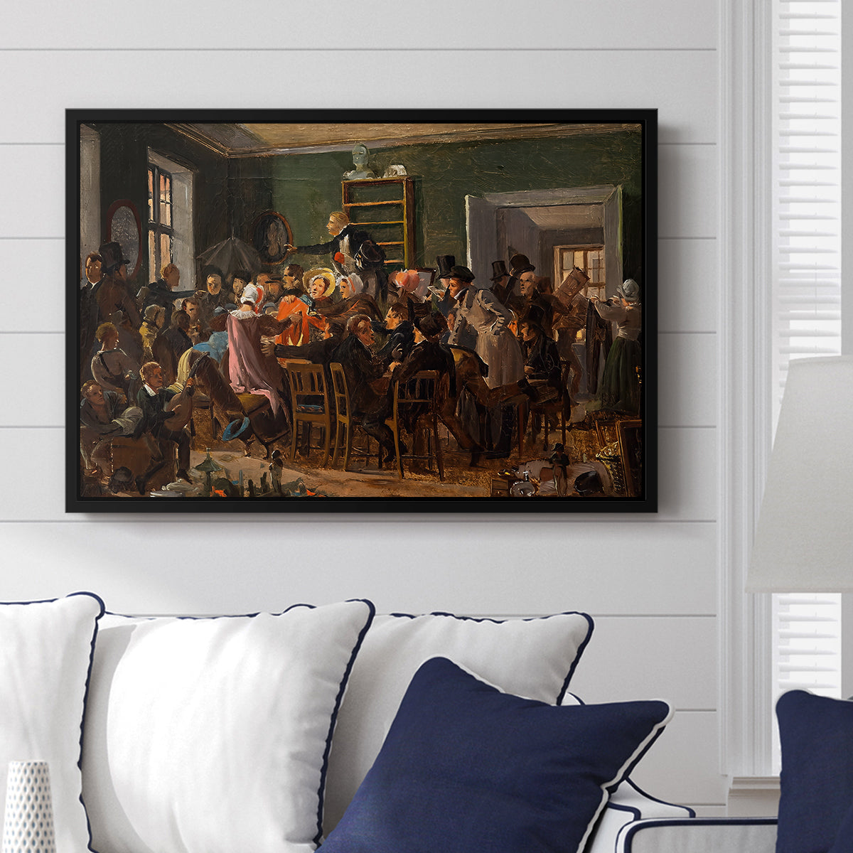 An Auction Scene, 1835 - Floater Framed Canvas Print