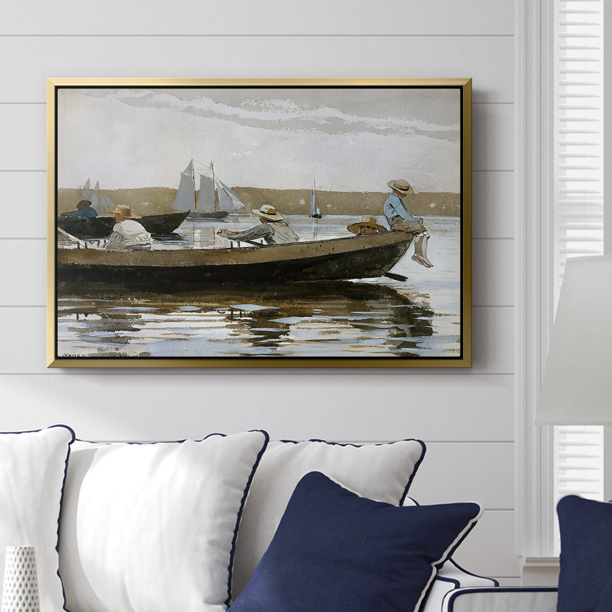 Boys in a Dory, 1873 - Floater Framed Canvas Print