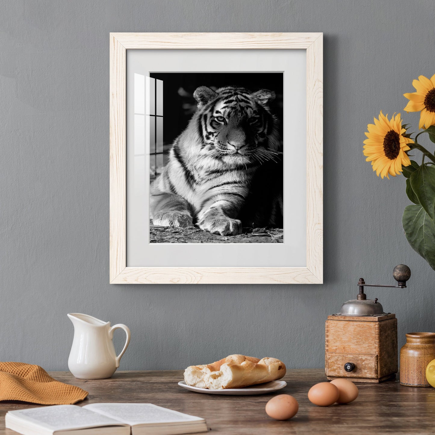 Tiger Repose - Premium Framed Print - Distressed Barnwood Frame - Ready to Hang