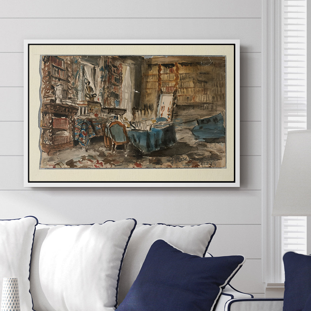 Cabinet de Flaubert à Croisset, 1874 - Floater Framed Canvas Print