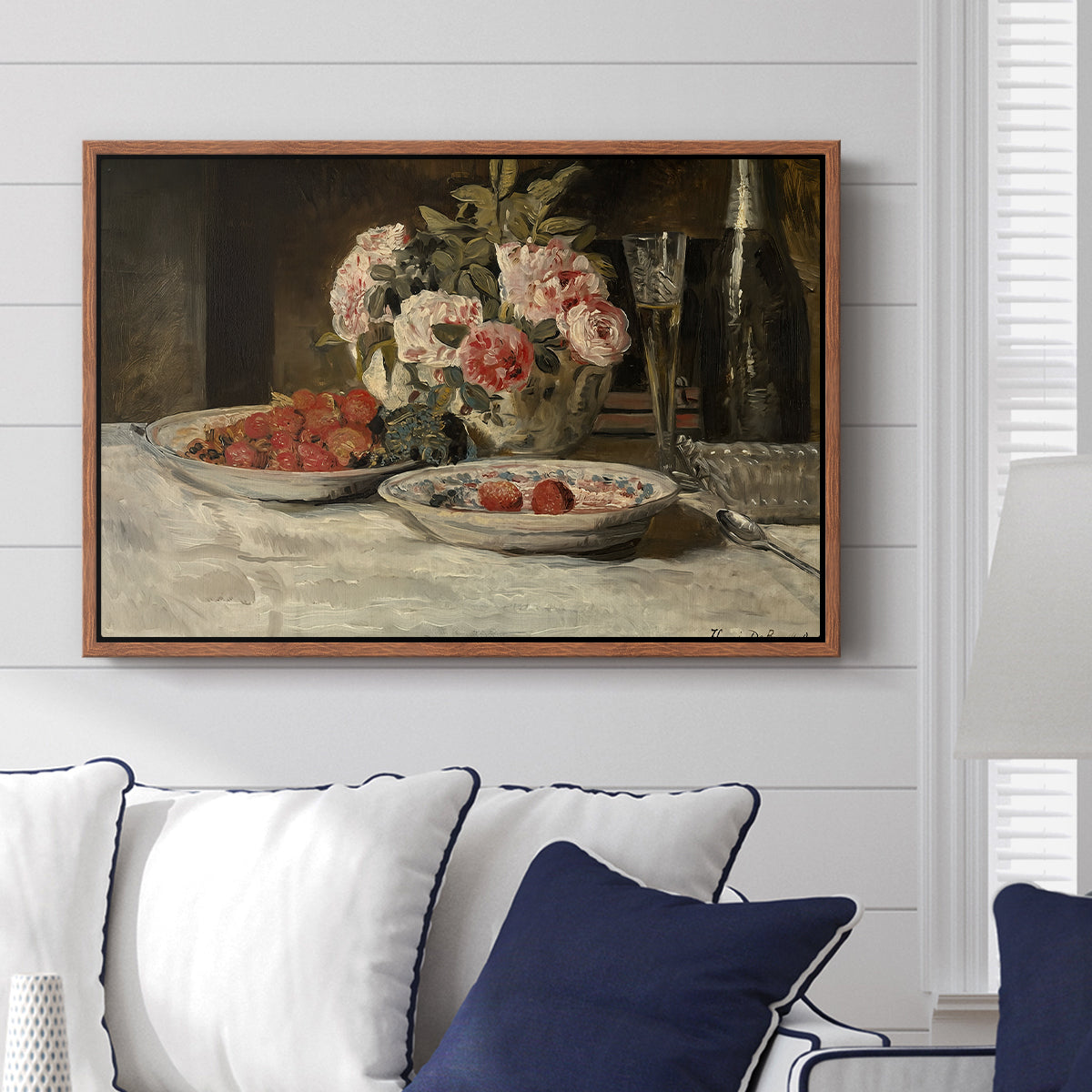 Strawberries and Champagne, c. 1881-1885 - Floater Framed Canvas Print