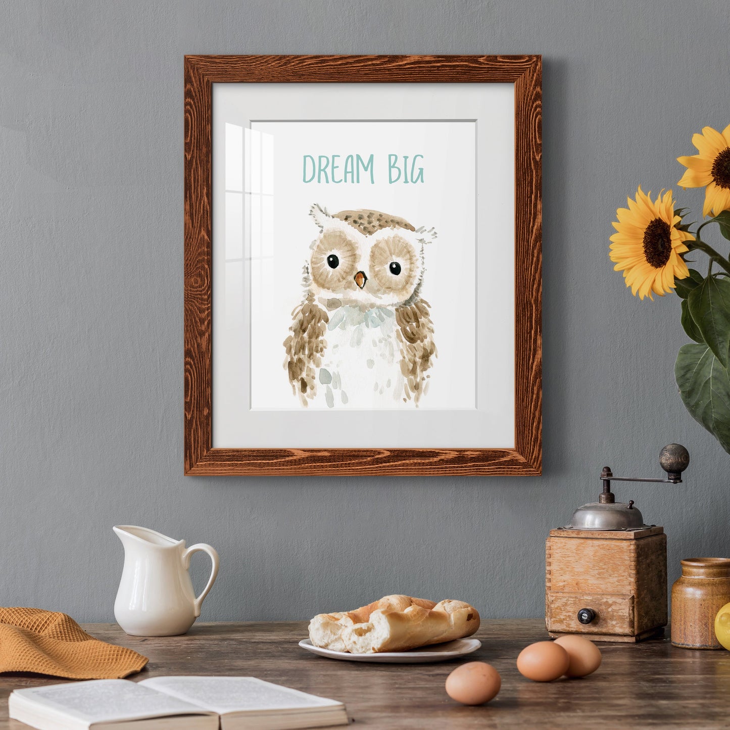 Dream Big Owl - Premium Framed Print - Distressed Barnwood Frame - Ready to Hang