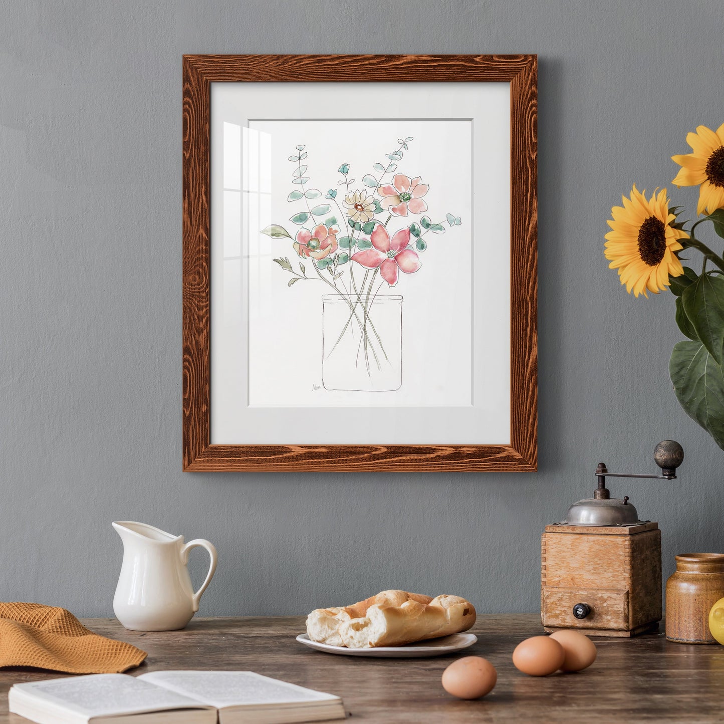 Whimsical Wildflowers I - Premium Framed Print - Distressed Barnwood Frame - Ready to Hang