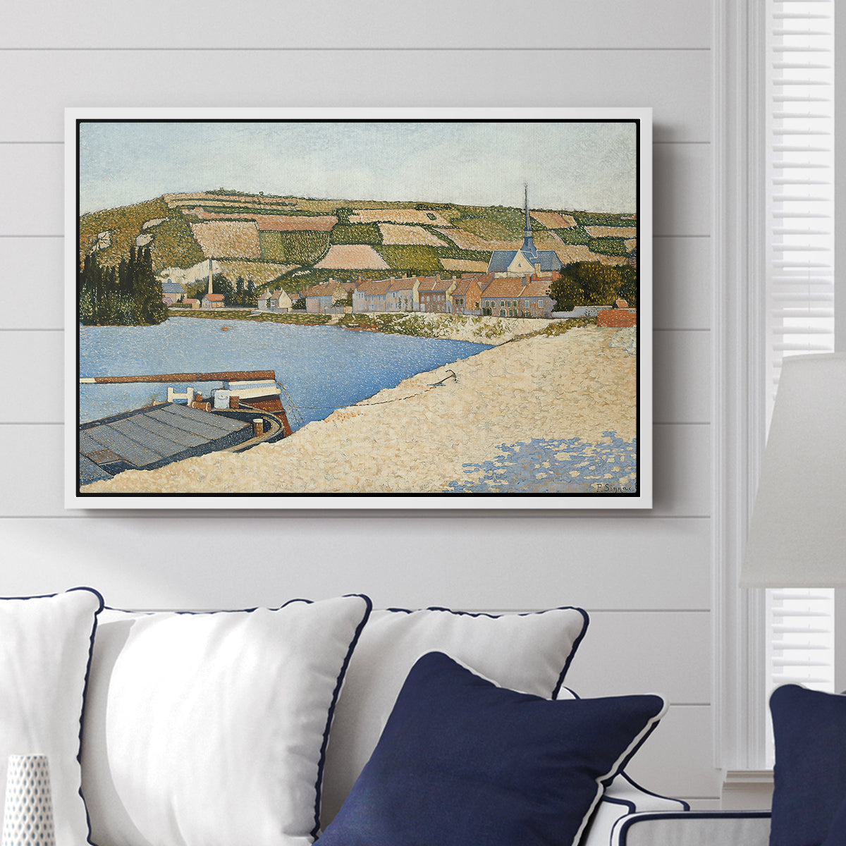 The Riverbank, Les Andelys, 1886 - Floater Framed Canvas Print
