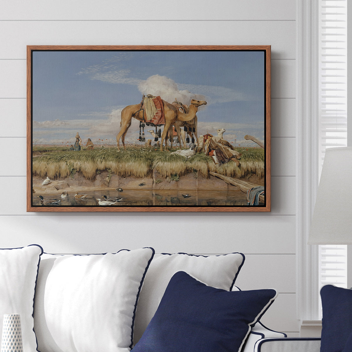 On the Banks of the Nile, Upper Egypt, 1876 - Floater Framed Canvas Print