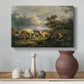 Canvas art print featuring a rural composition with human presence, styled above a decorative console