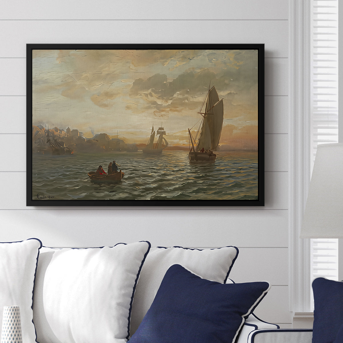 View from the Oslofjord, 1866 - Floater Framed Canvas Print