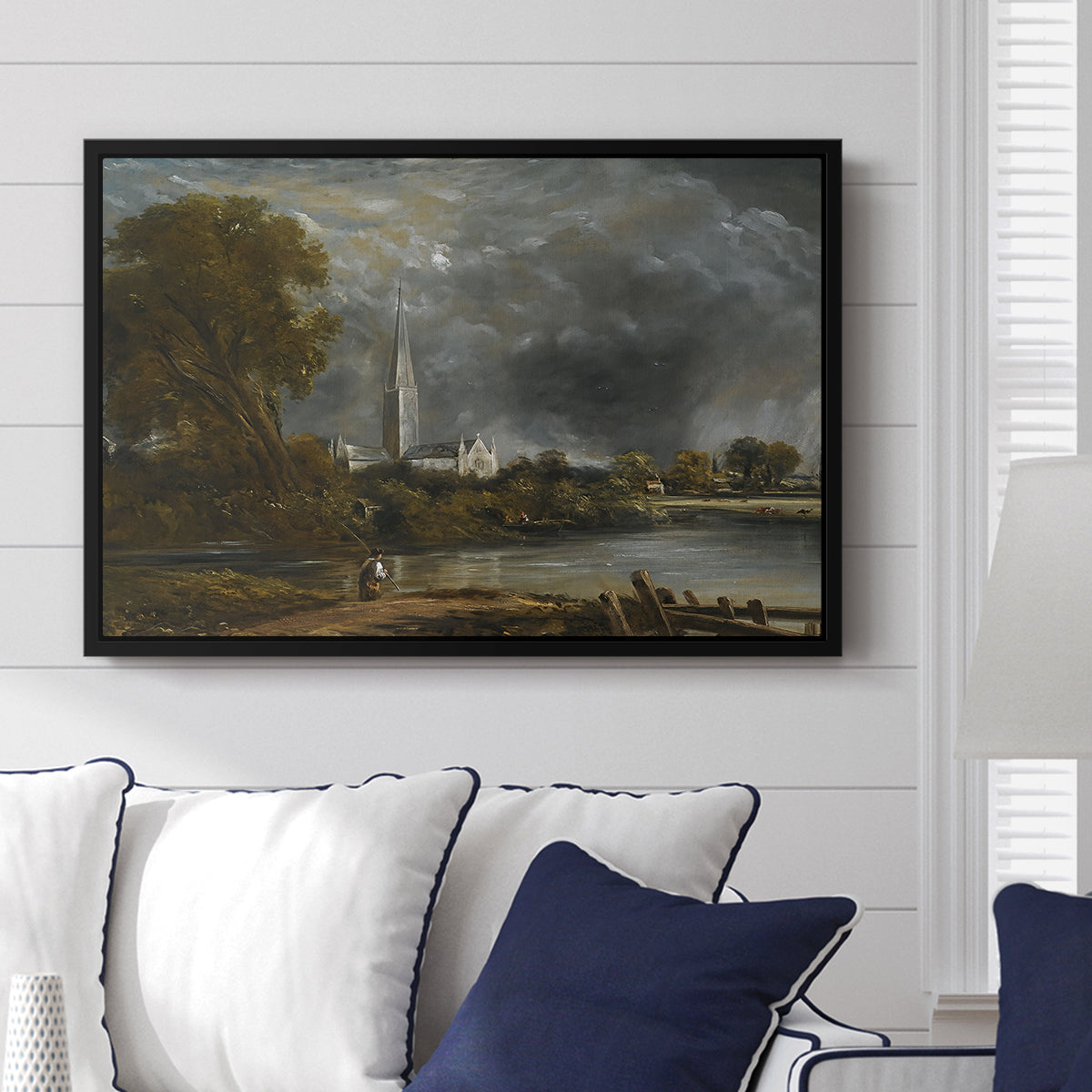 Salisbury Cathedral from the Meadows, c. 1831 - Floater Framed Canvas Print