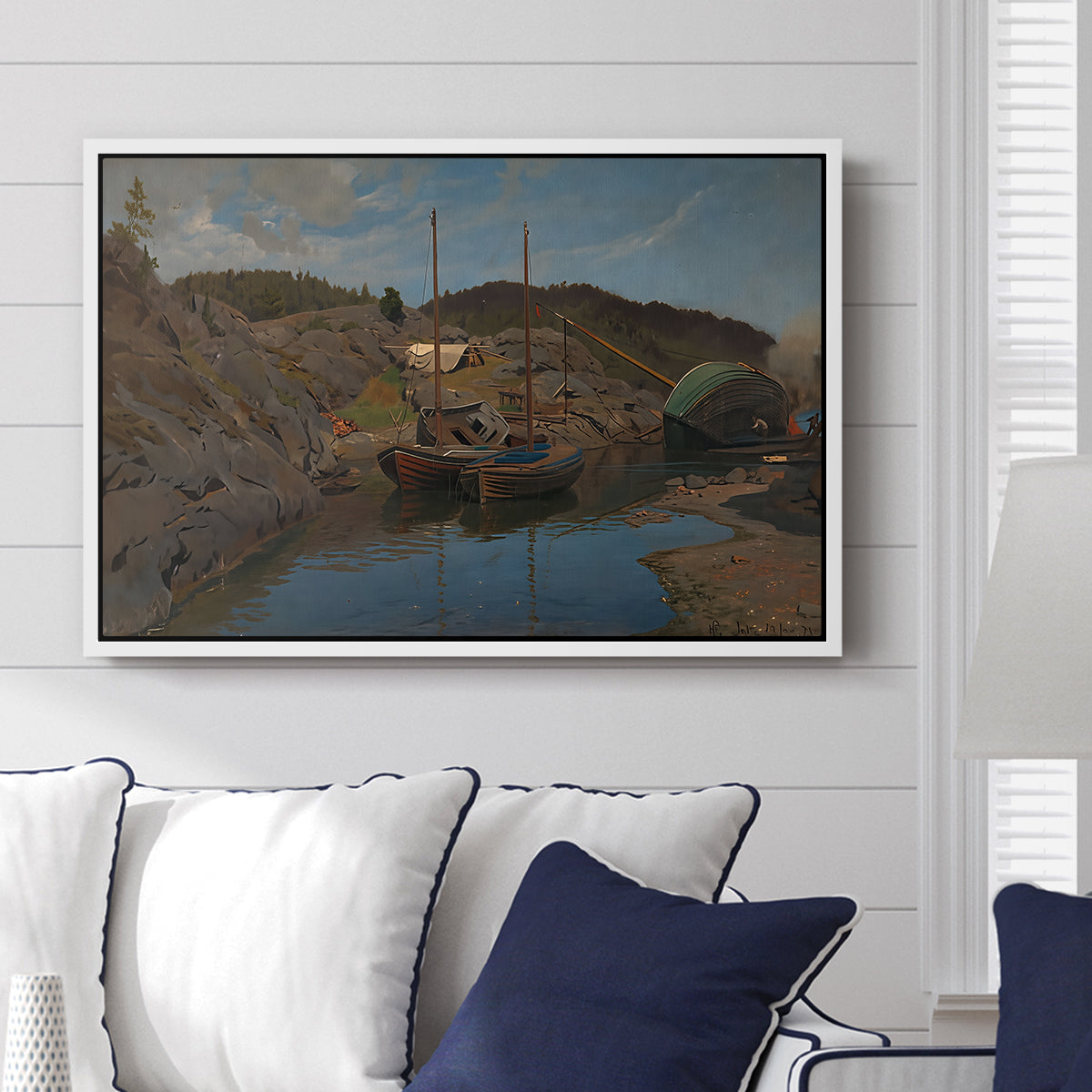 Pilotboats, 1875 - Floater Framed Canvas Print