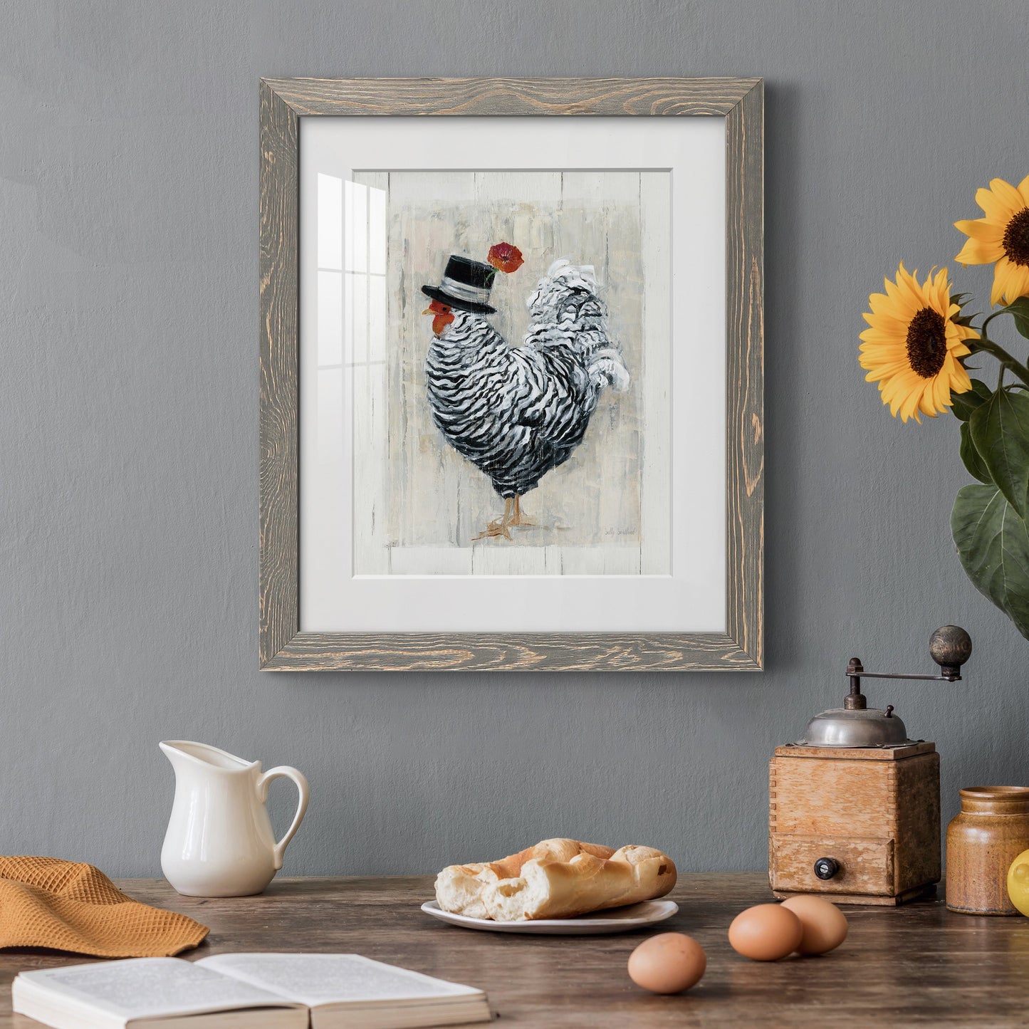 Sunday Best Rooster - Premium Framed Print - Distressed Barnwood Frame - Ready to Hang