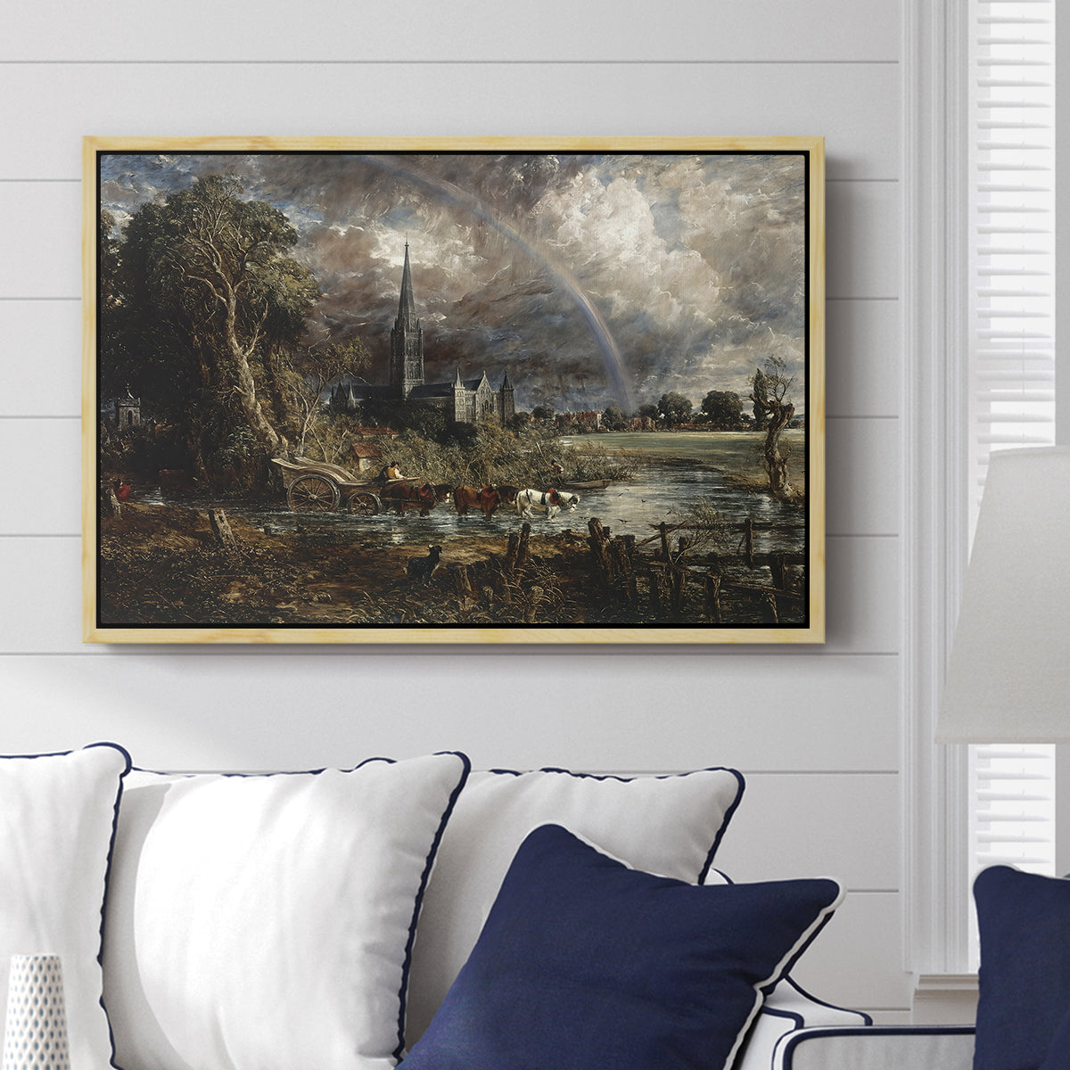 Salisbury Cathedral from the Meadows (Detail), 1831 - Floater Framed Canvas Print
