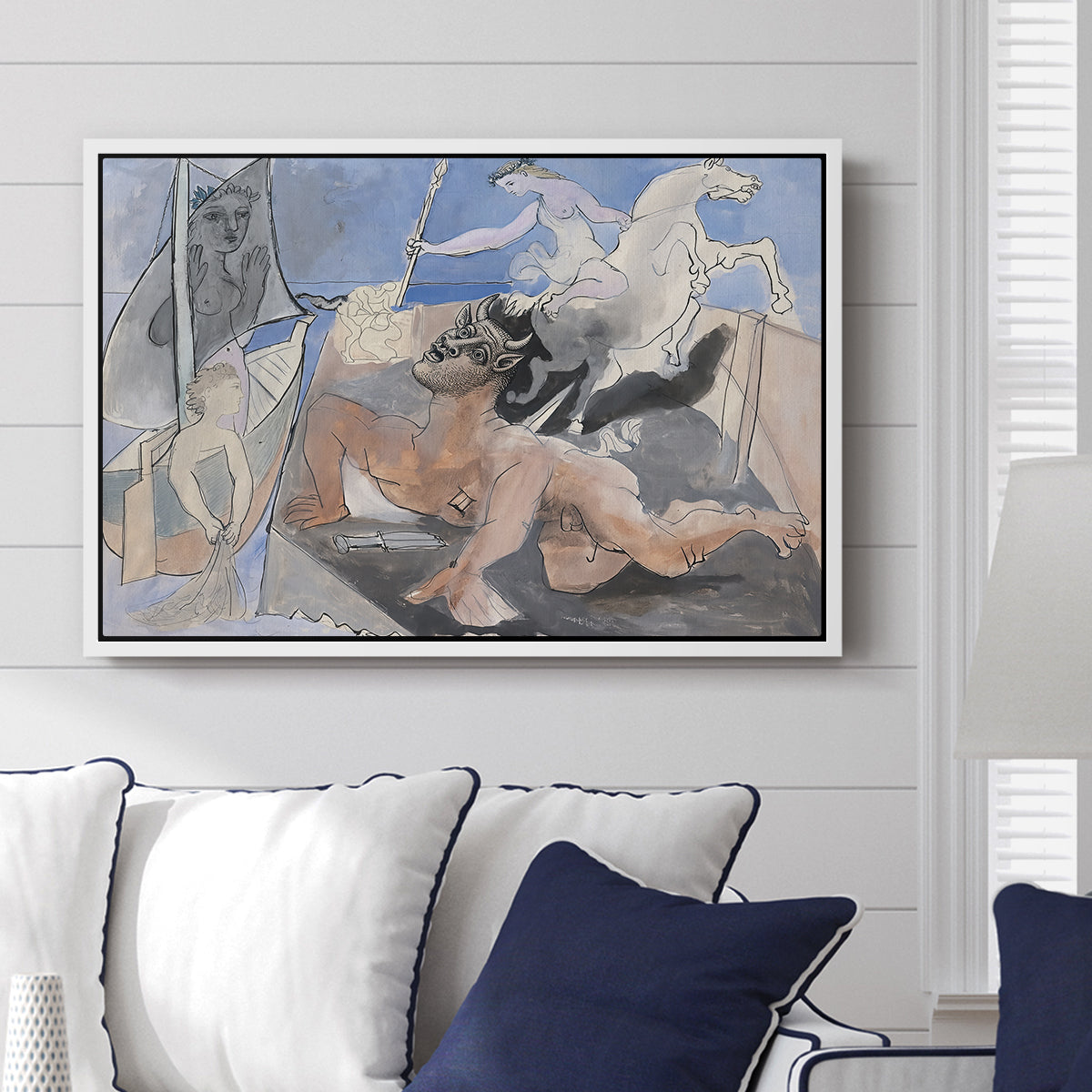 Composition with Minotaur, 1936 - Floater Framed Canvas Print