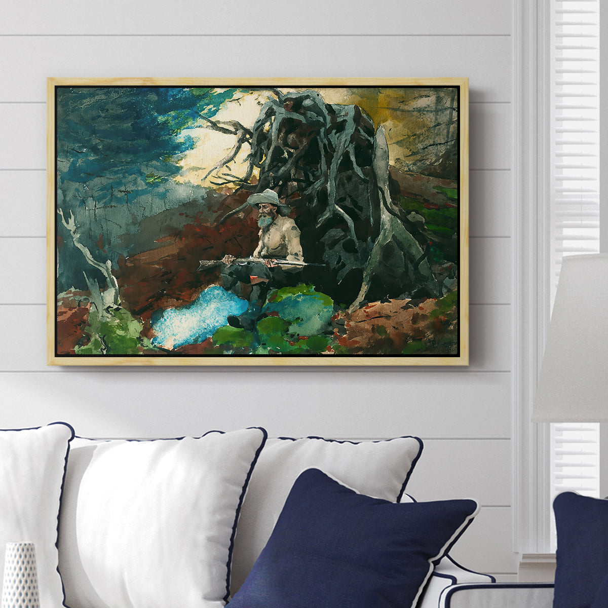 Campfire, Adirondacks, 1892 - Floater Framed Canvas Print
