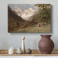 Canvas art print featuring a natural scene with valleys and rocky formations, styled above a decorative console