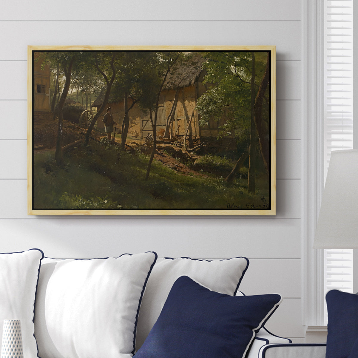 German Farm, 1859 - Floater Framed Canvas Print