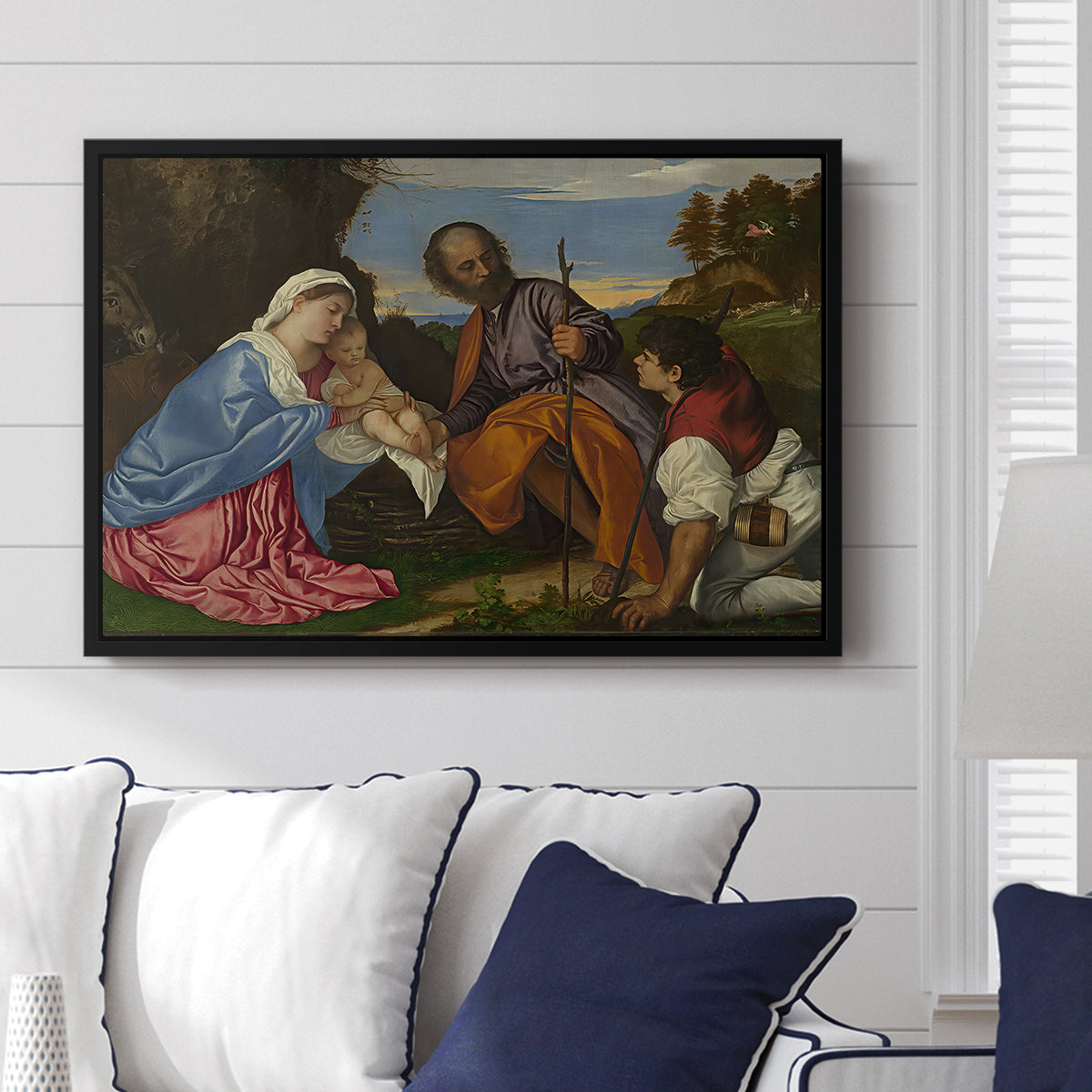 The Holy Family with a Shepherd, c. 1510 - Floater Framed Canvas Print