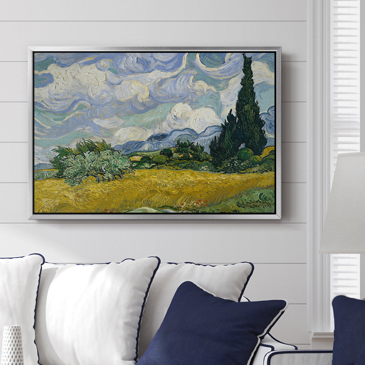 Wheat Field with Cypresses, 1889 - Floater Framed Canvas Print