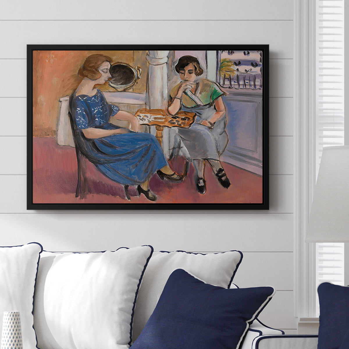 Domino Players, 1921 - Floater Framed Canvas Print