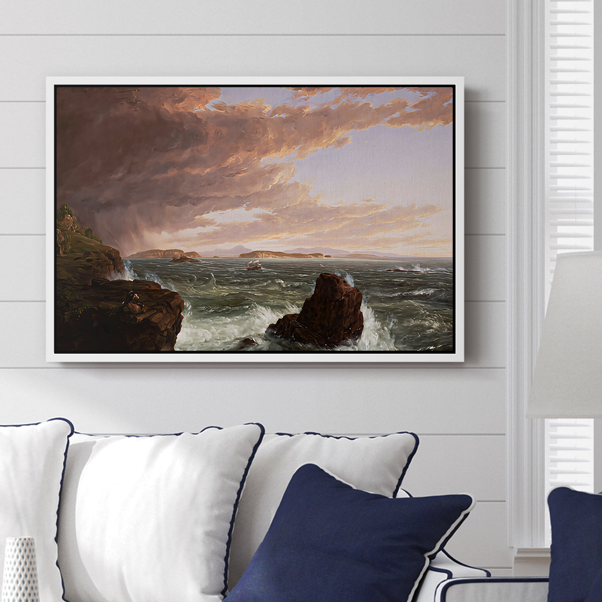Views Across Frenchman's Bay from Mt. Desert Island, After a Squall, 1845 - Floater Framed Canvas Print