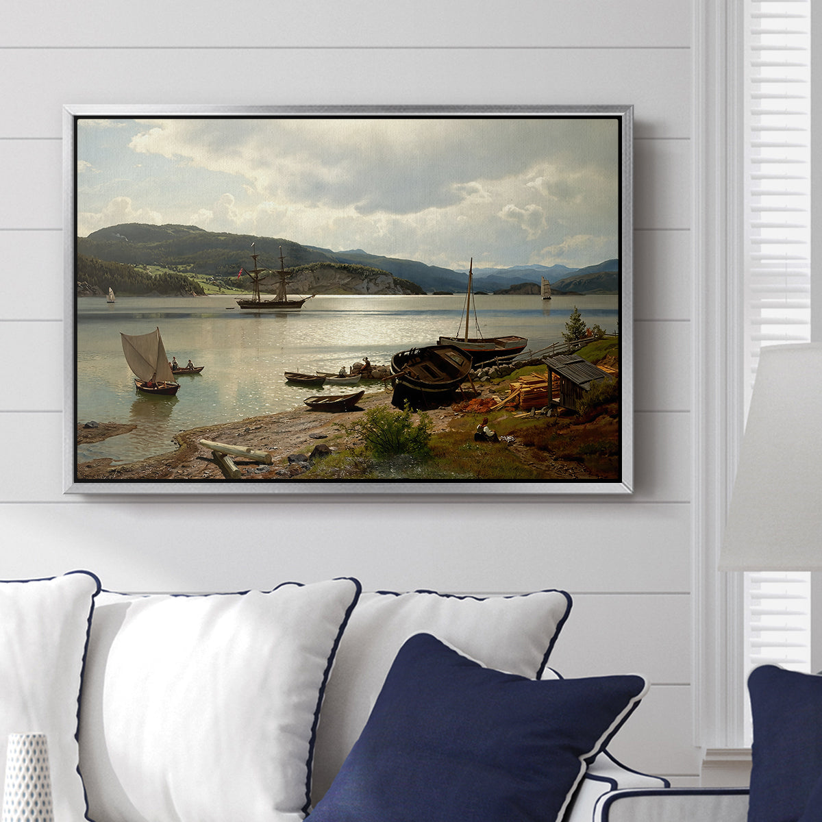 By the Water, 1876 - Floater Framed Canvas Print