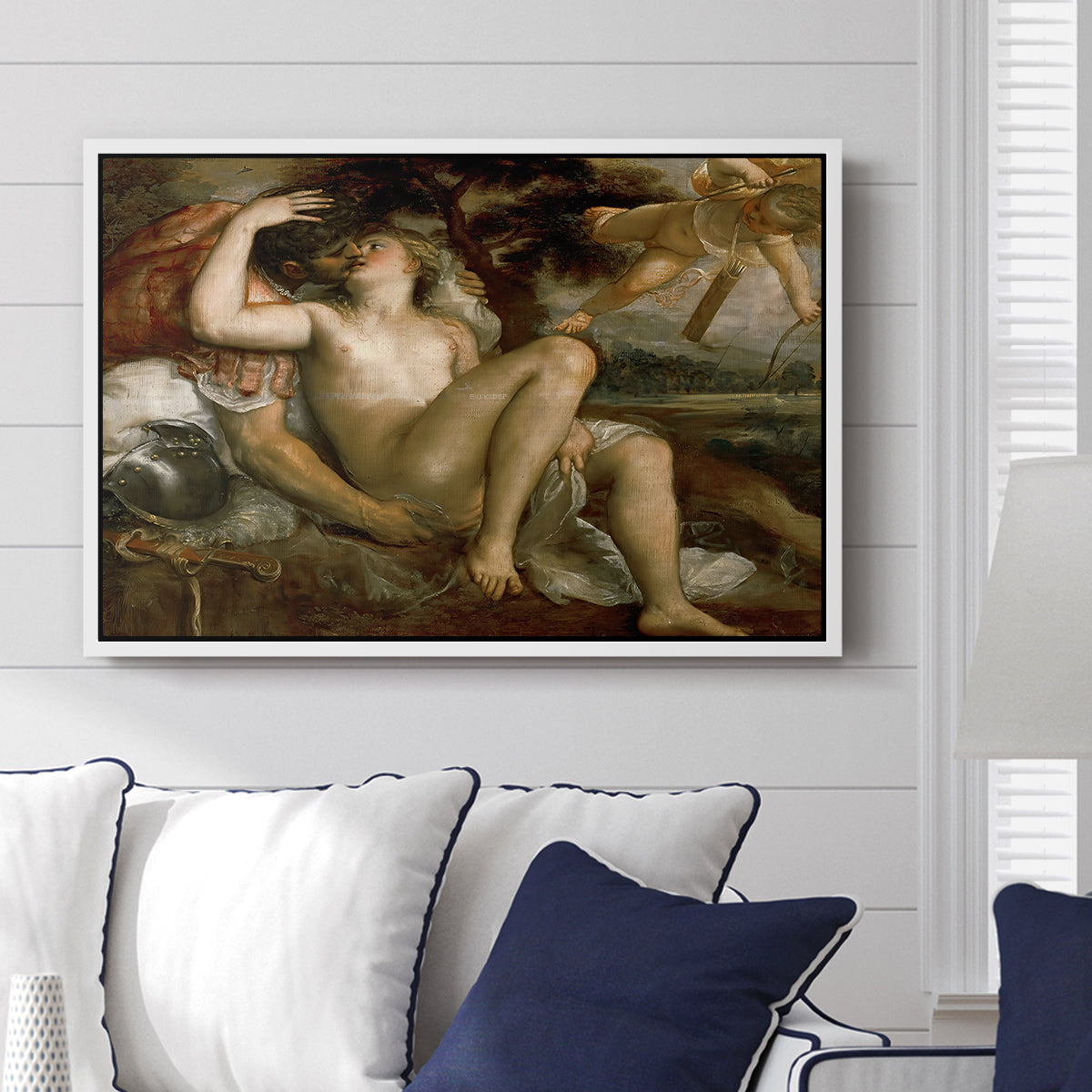 Mars, Venus and Cupid, c. 1530 - Floater Framed Canvas Print
