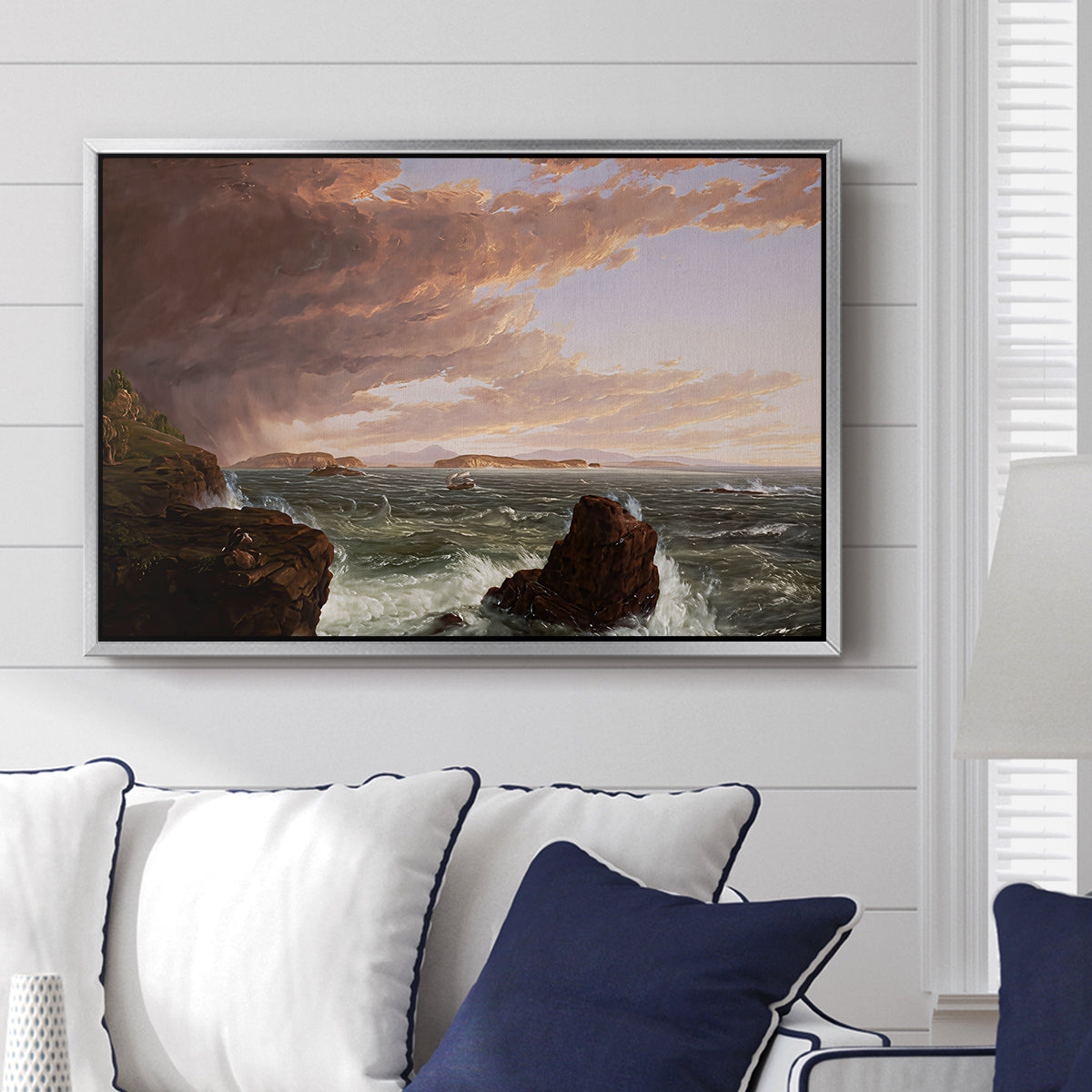 Views Across Frenchman's Bay from Mt. Desert Island, After a Squall, 1845 - Floater Framed Canvas Print