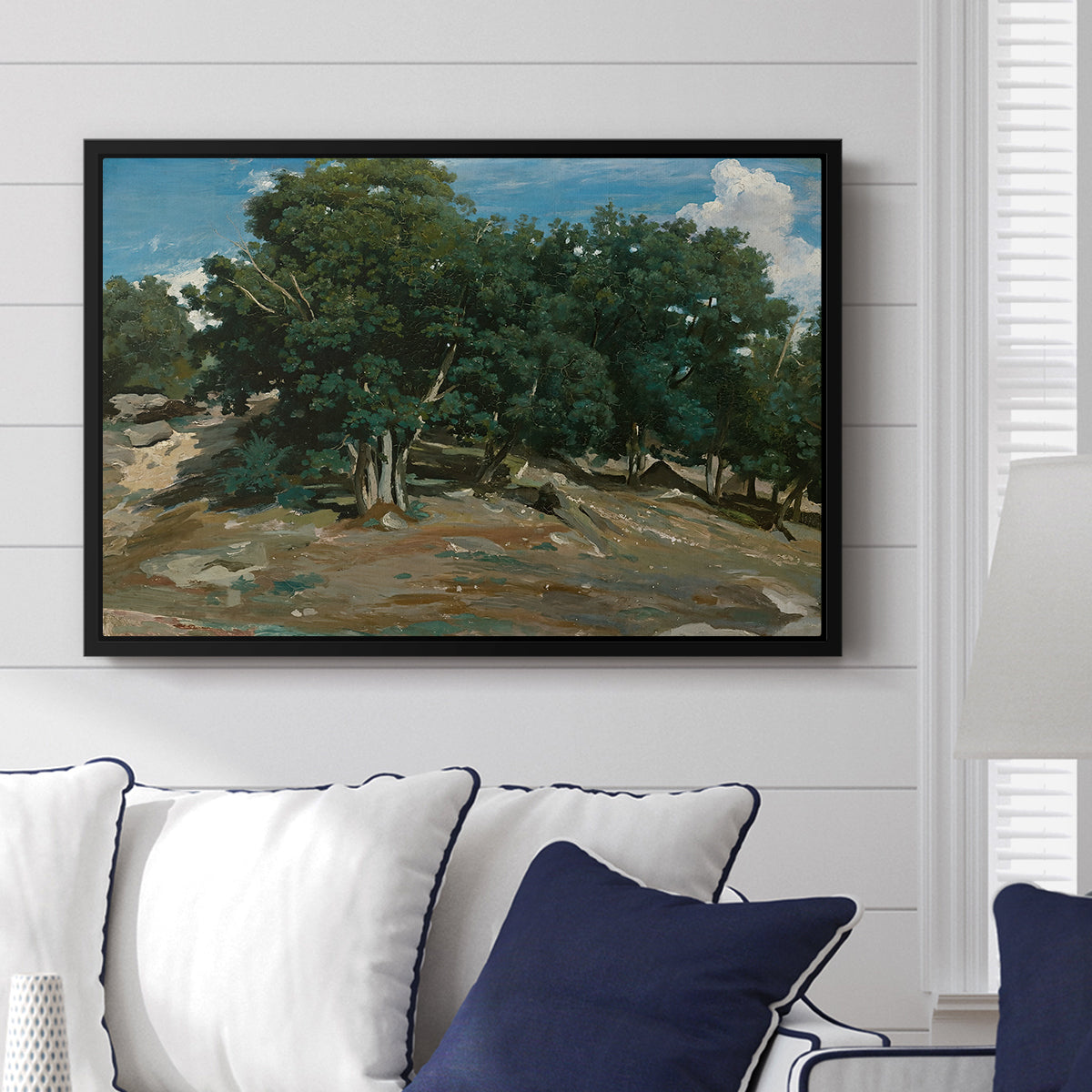 Fontainebleau: Oak Trees at Bas-Bréau, c. 1830-1835 - Floater Framed Canvas Print