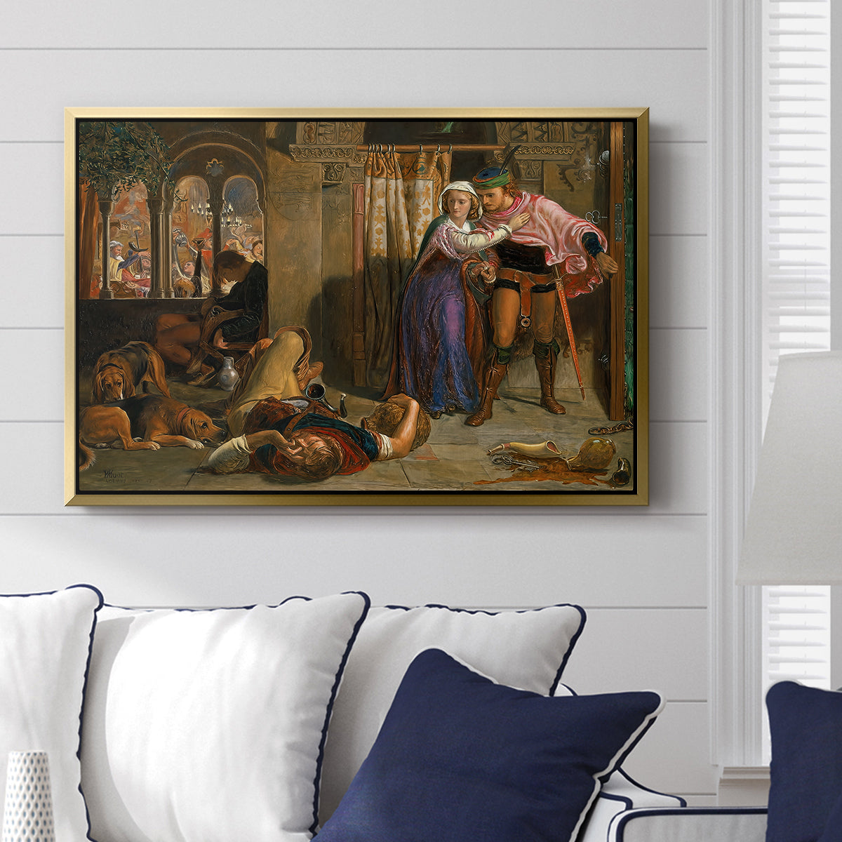 The Flight of Madeline and Porphyro, 1848 - Floater Framed Canvas Print