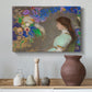 Canvas art print featuring an expressive composition with dreamlike elements, styled above a decorative console