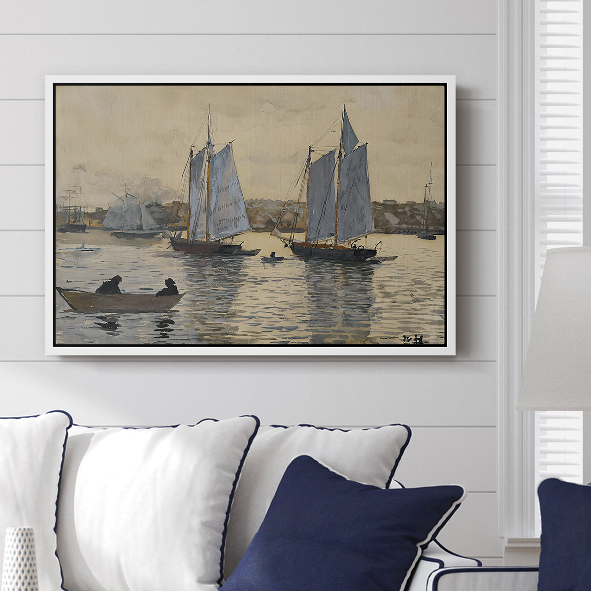 Two Schooners, Gloucester, c. 1880 - Floater Framed Canvas Print